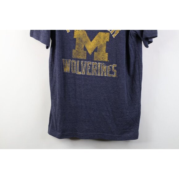 Retro Y2K Champion Mens Medium University of Michigan Jersey Knit T-Shirt Blue - Picture 3 of 13